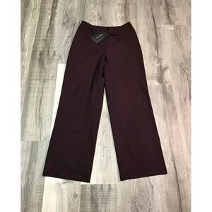 St. John Collection Plum Burgundy Wide Leg Trousers Pants Size 2 NWT Career Lux